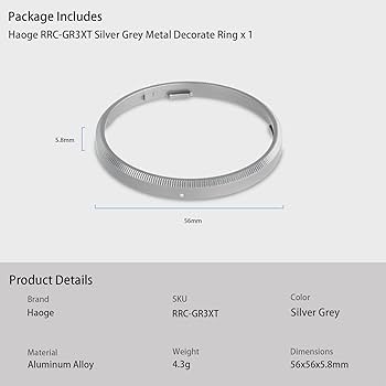 Amazon | Haoge RRC-GR3XT シルバーグレーメタル装飾リング